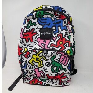 Keith Haring Mad Engine Backpack All Over Print Pop Art Dancing Figures Multi